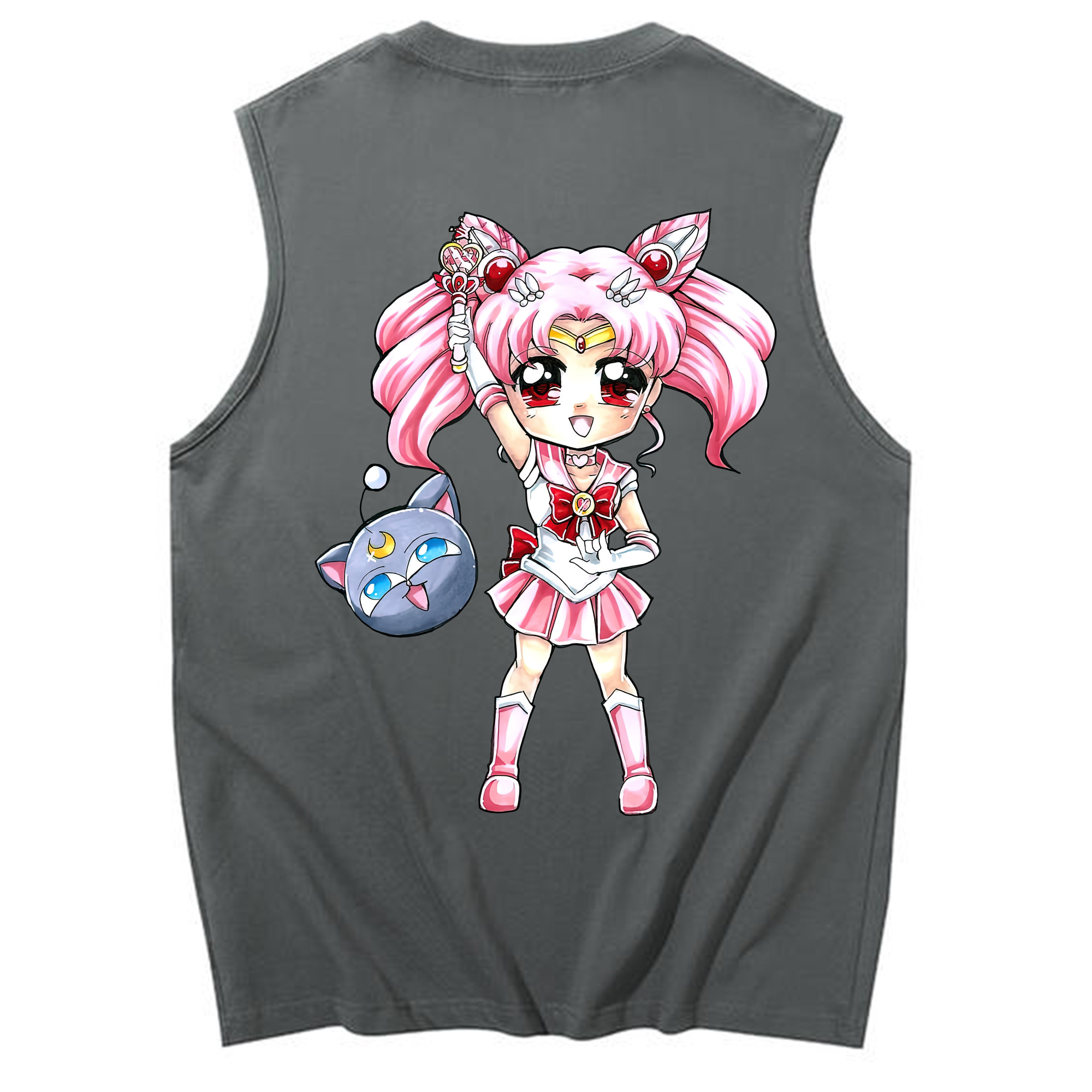 （画像用） 美少女戦士セーラームーン ちびうさ Sailor Moon Chibiusa Tsukino Usagi Small Lady Serenity コットン100％タンクトップ（背面プリント）